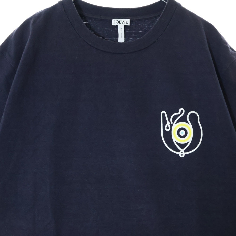 LOEWE(ロエベ) EYE NATURE PRINTED T-SHIRT アイ ネイチャー プリンテッド クルーネック半袖Tシャツ カットソー ネイビー H6199970CR