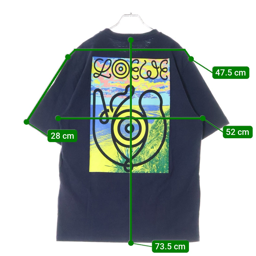 LOEWE(ロエベ) EYE NATURE PRINTED T-SHIRT アイ ネイチャー プリンテッド クルーネック半袖Tシャツ カットソー ネイビー H6199970CR