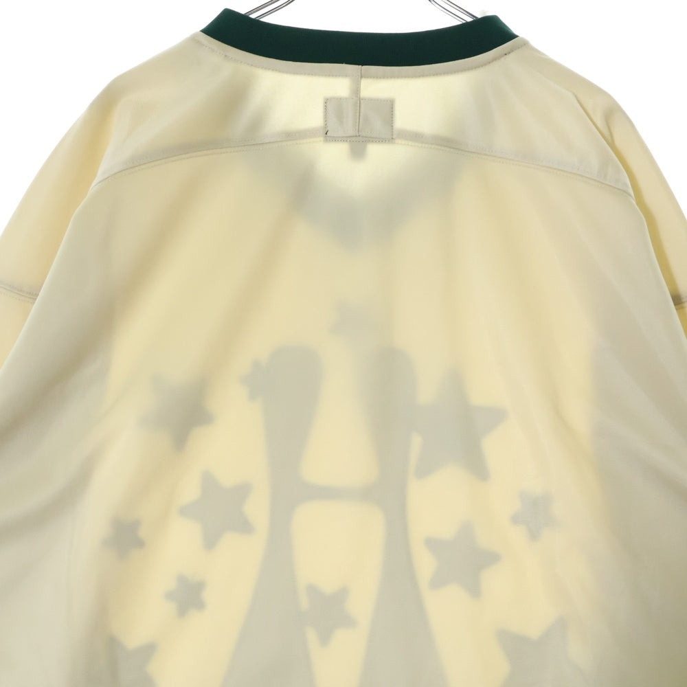 HUF(ハフ) H STARDUST JERSEY スター刺繍 長袖ホッケージャージー ゲームシャツ ベージュ/グリーン KN00468
