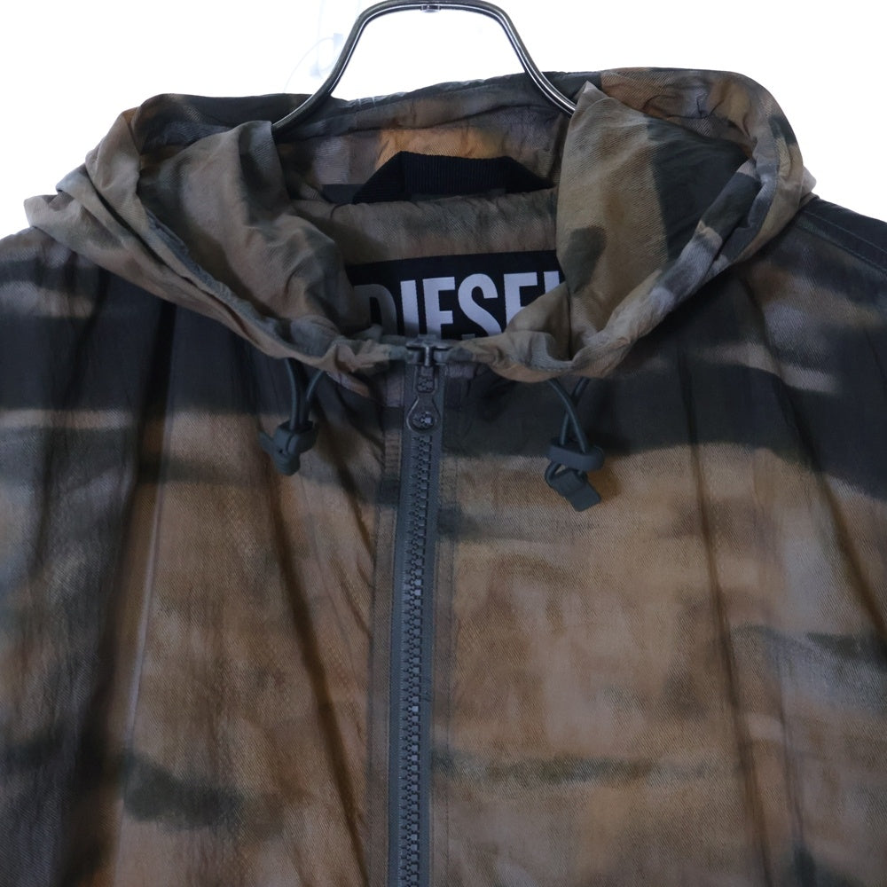 DIESEL(ディーゼル) J-WARRETT-CMF カモフラージュ柄 ジップアップナイロンパーカー フーディー ブラウン A07016
