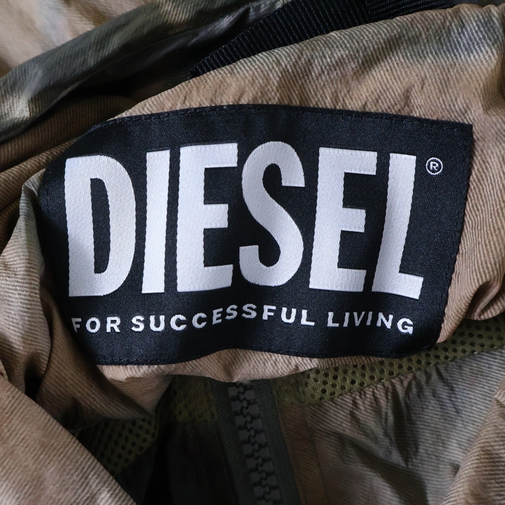 DIESEL(ディーゼル) J-WARRETT-CMF カモフラージュ柄 ジップアップナイロンパーカー フーディー ブラウン A07016