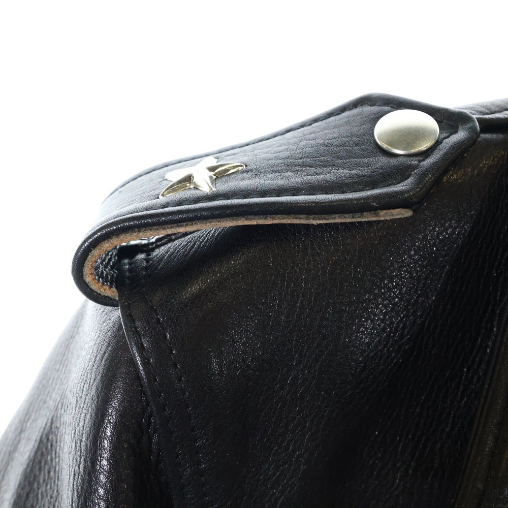 BOOTES(ボーテス) ARCTURUS DOUBLE RIDERS JACKET アークトゥルス エポレット付 ステアハイド レザーダブルライダースジャケット ブラック bts-arcturus-b