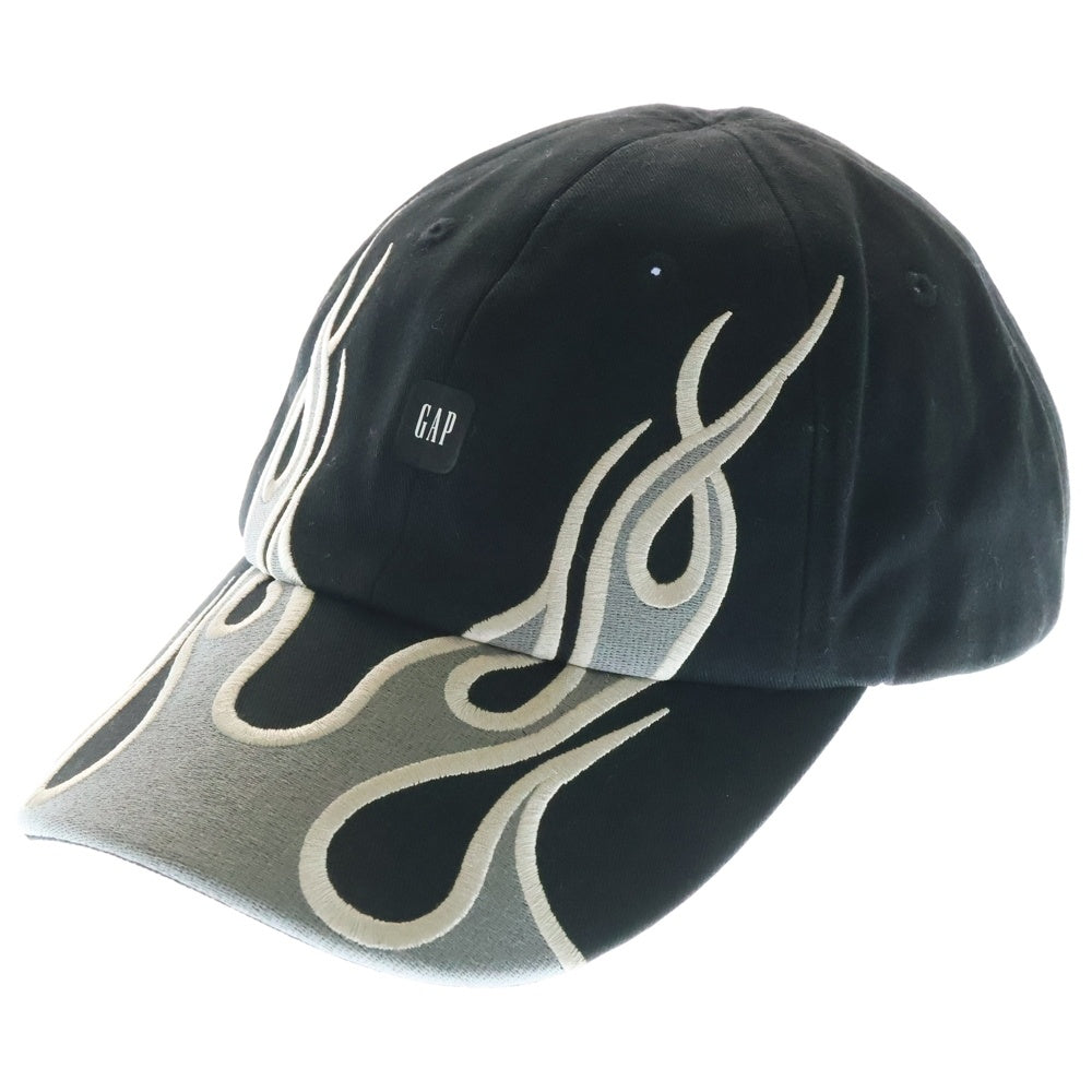 Yeezy Gap Engineered by Balenciaga(イージー ギャップ エンジニアードバイ バレンシアガ) FLAME CAP ファイヤー刺繍 ベースボールキャップ 帽子 ブラック 470902-00-1