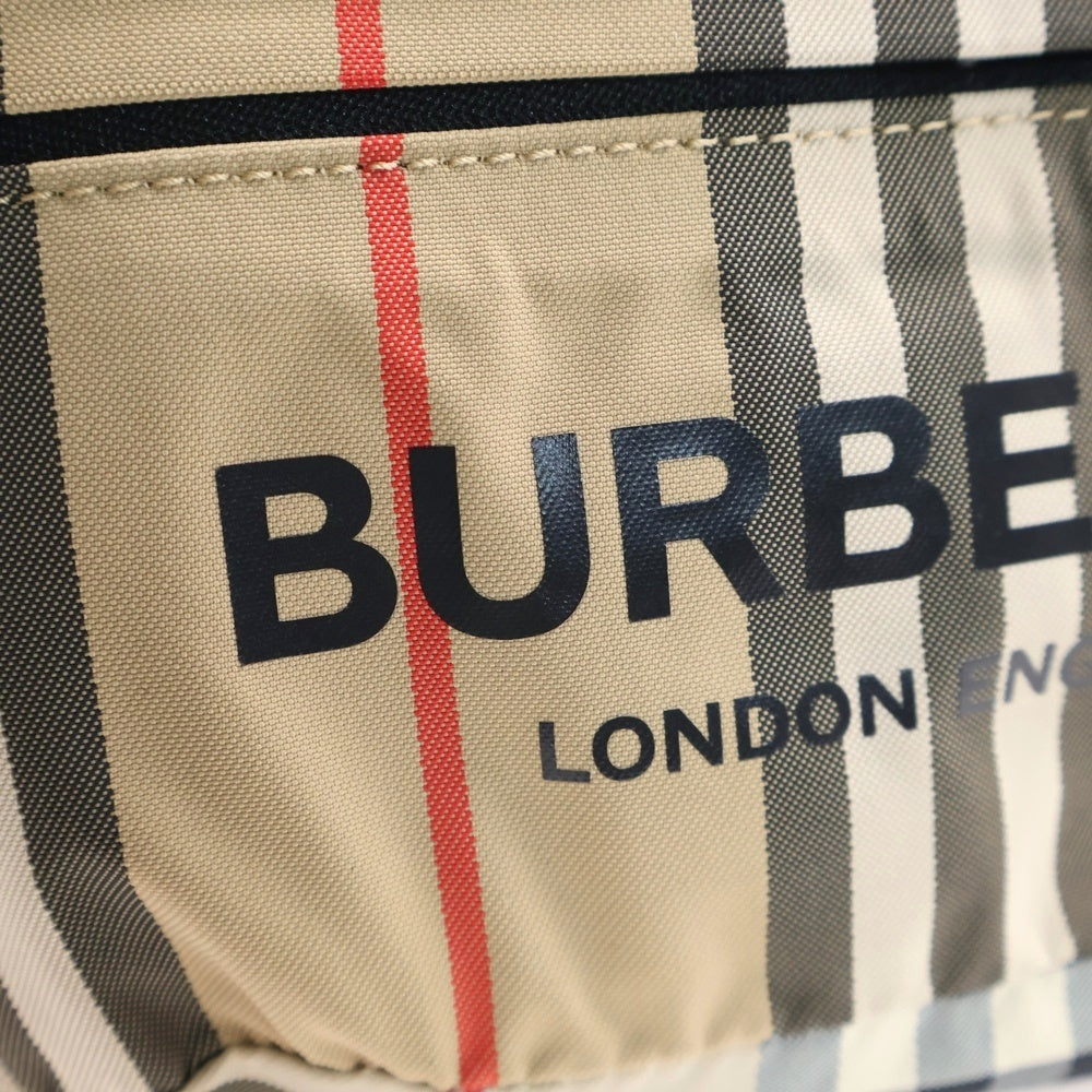 BURBERRY(バーバリー) フロントロゴ ノバチェック ドローストリングス 巾着 ハンド バッグ ベージュ