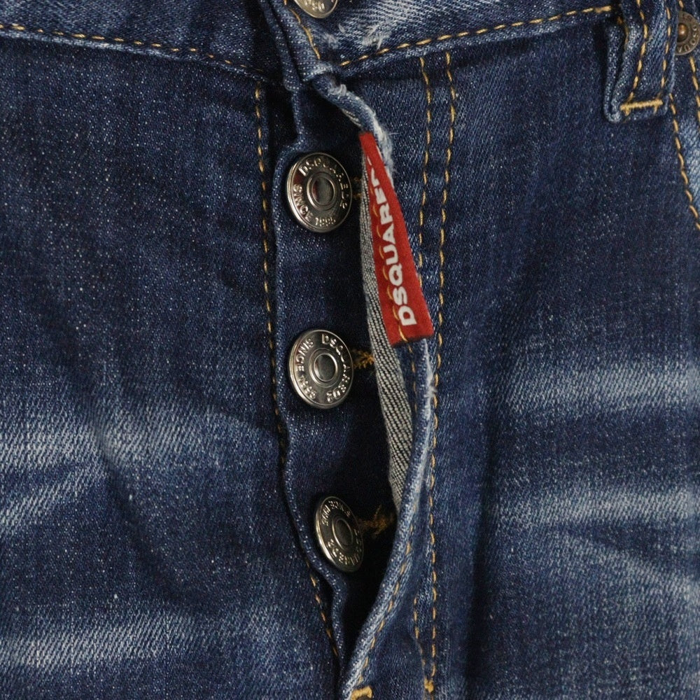 DSQUARED2(ディースクエアード) 21AW SKATER JEAN ダメージ加工 スケーター ボタンフライ デニム スキニーパンツ インディゴ S74LB0959 S30342