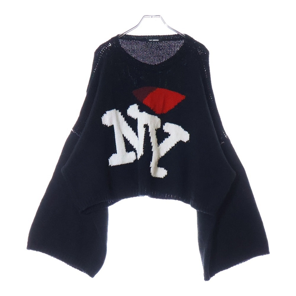 RAF SIMONS(ラフシモンズ) 17AW NYジャガード クロップドニットセーター ブラック