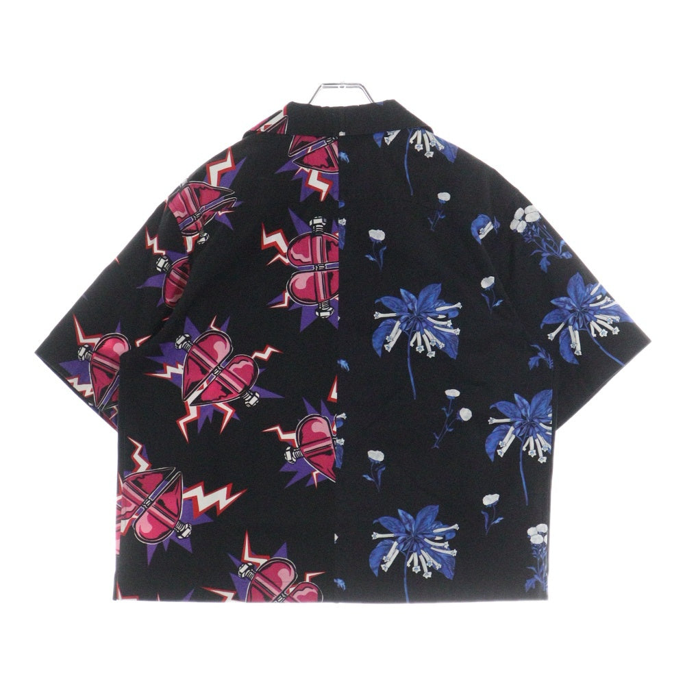 PRADA(プラダ) 18AW Double Match Shirt ダブルマッチ 総柄半袖シャツ アロハ ブラック UCS319 S182 1U5V