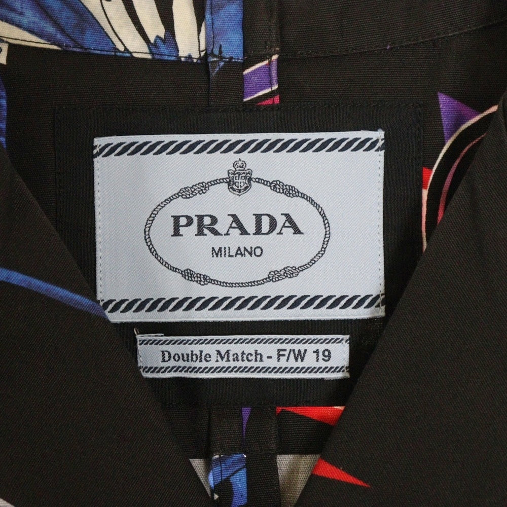 PRADA(プラダ) 18AW Double Match Shirt ダブルマッチ 総柄半袖シャツ アロハ ブラック UCS319 S182 1U5V