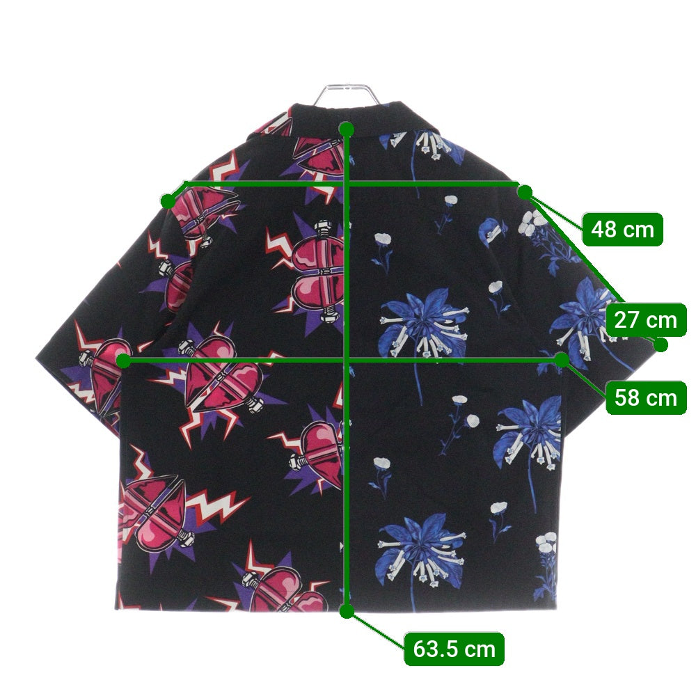 PRADA(プラダ) 18AW Double Match Shirt ダブルマッチ 総柄半袖シャツ アロハ ブラック UCS319 S182 1U5V