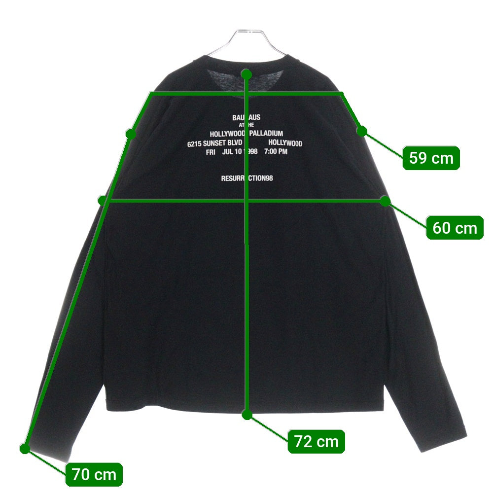 MIDNIGHT STUDIOS(ミッドナイトスタジオ) RESURRECTTION98 L/S TEE プリントカットソー 長袖Tシャツ ブラック