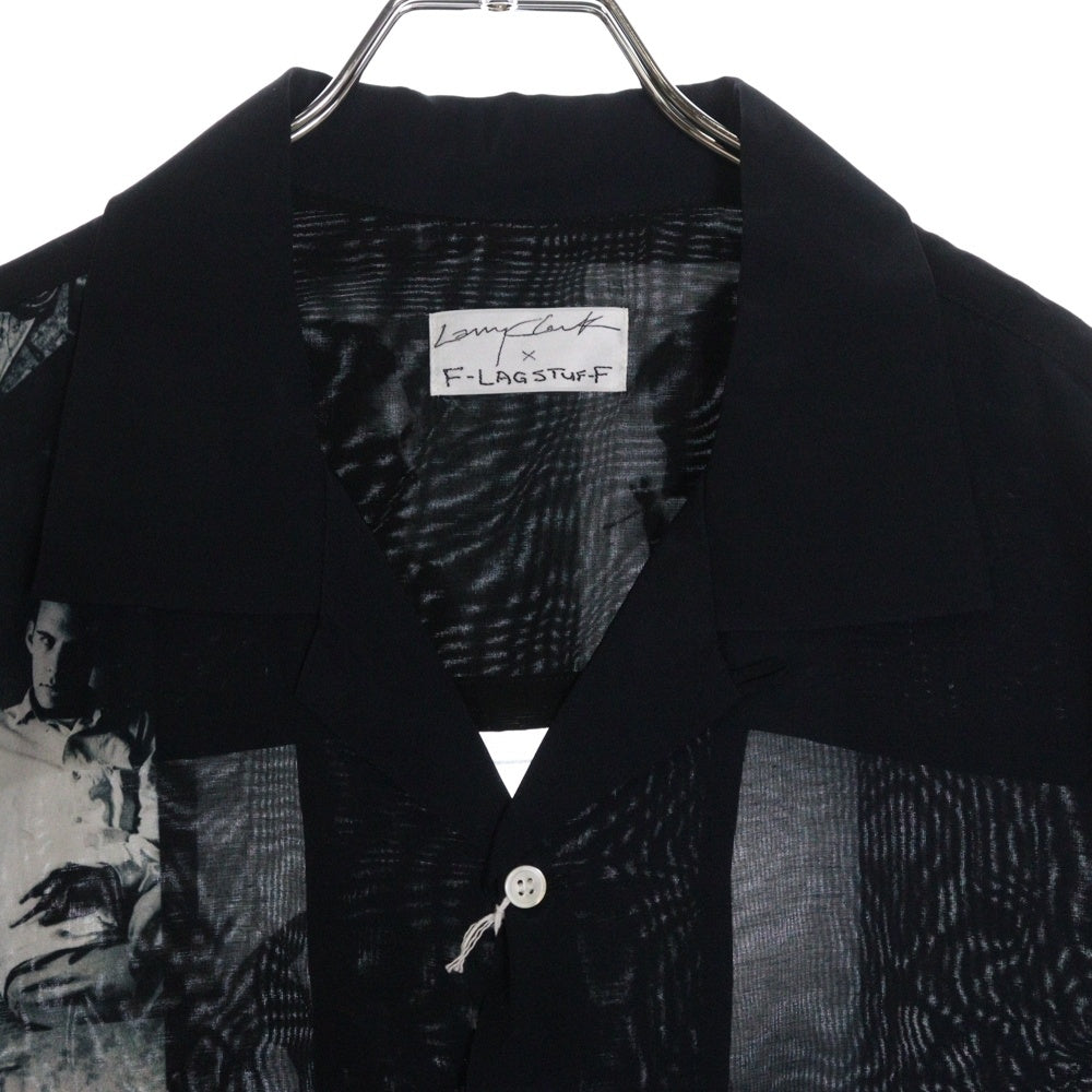 F-LAGSTUF-F(フラグスタフ) ×Larry Clark SS SHIRT ラリークラーク フォト 半袖シャツ ブラック 19AW-FS×LC-03