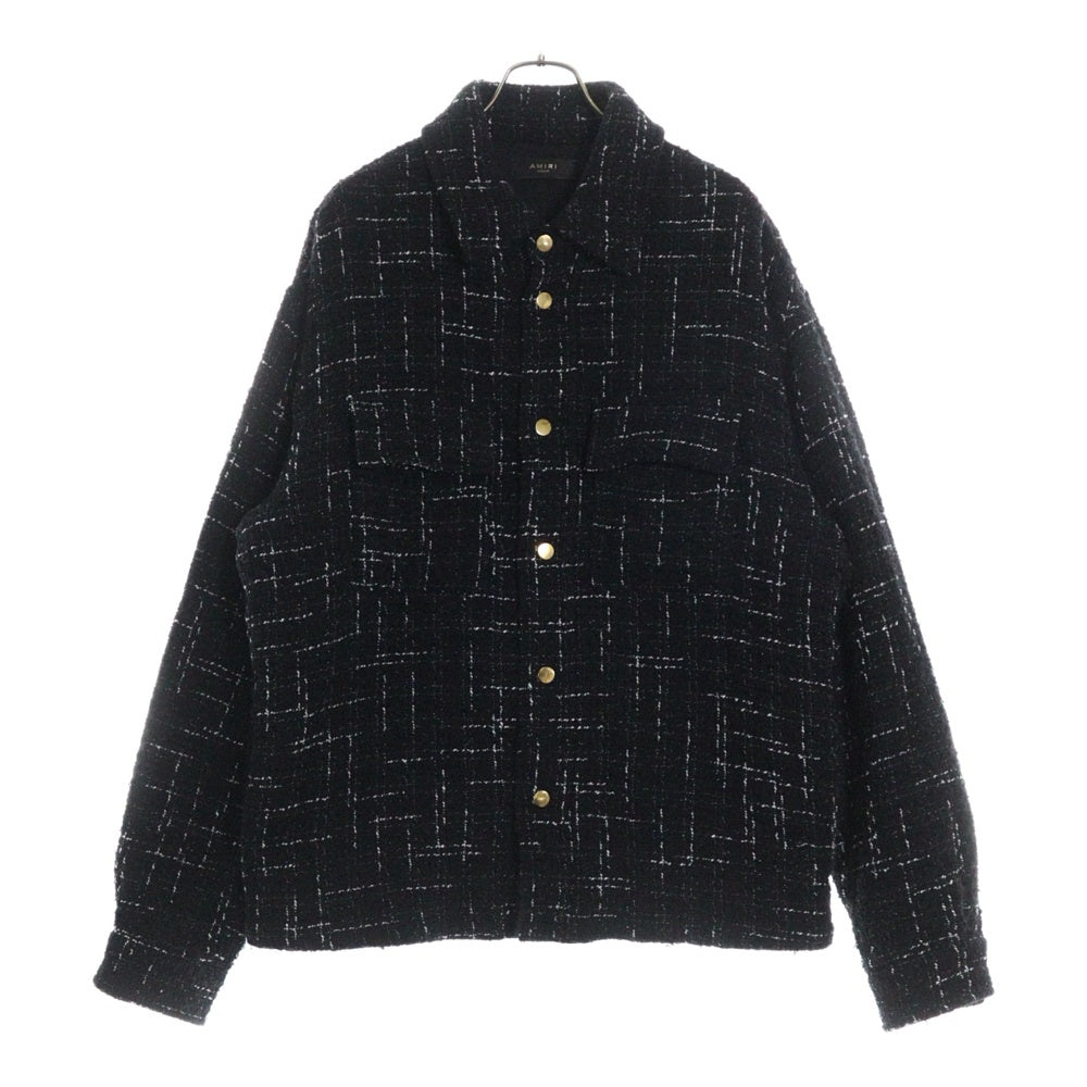 AMIRI(アミリ) Tweed Padded Overshirt ツイードオーバーシャツジャケット ブラック ブラック