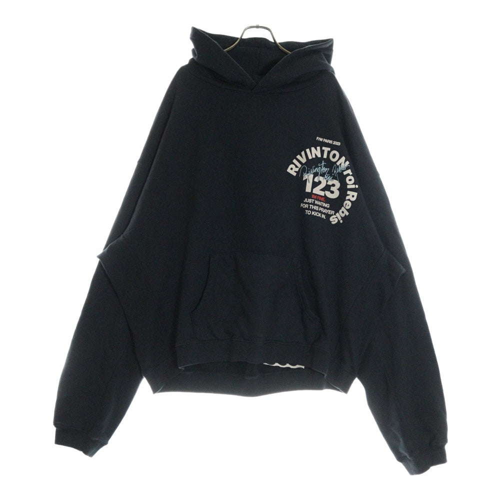 RRR123 RIVINGTON roi Rebis(リヴィントンロイレビス) 23AW バックプリントプルオーバーパーカー ネイビー