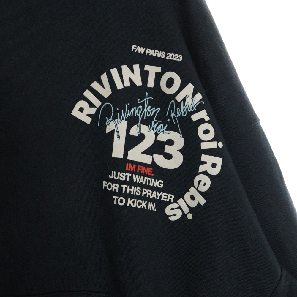 RRR123 RIVINGTON roi Rebis(リヴィントンロイレビス) 23AW バックプリントプルオーバーパーカー ネイビー
