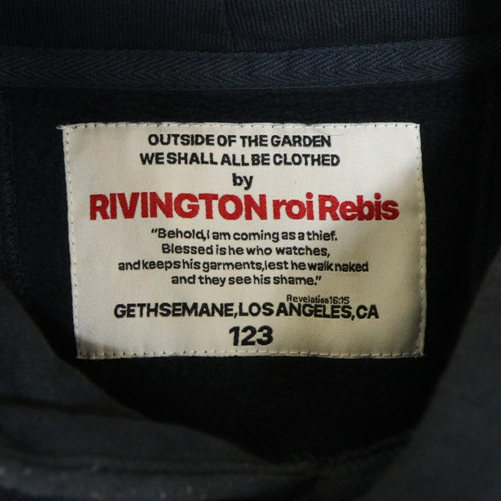 RRR123 RIVINGTON roi Rebis(リヴィントンロイレビス) 23AW バックプリントプルオーバーパーカー ネイビー