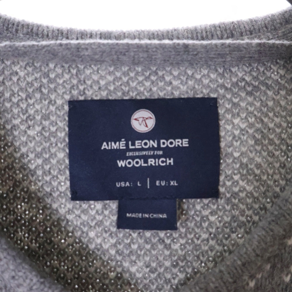 Aim? Leon Dore(エメレオンドレ) ×WOOLRICH Birdseye Knit Liner Sweater ウールリッチ バーズアイ ニットライナーセーター グレー
