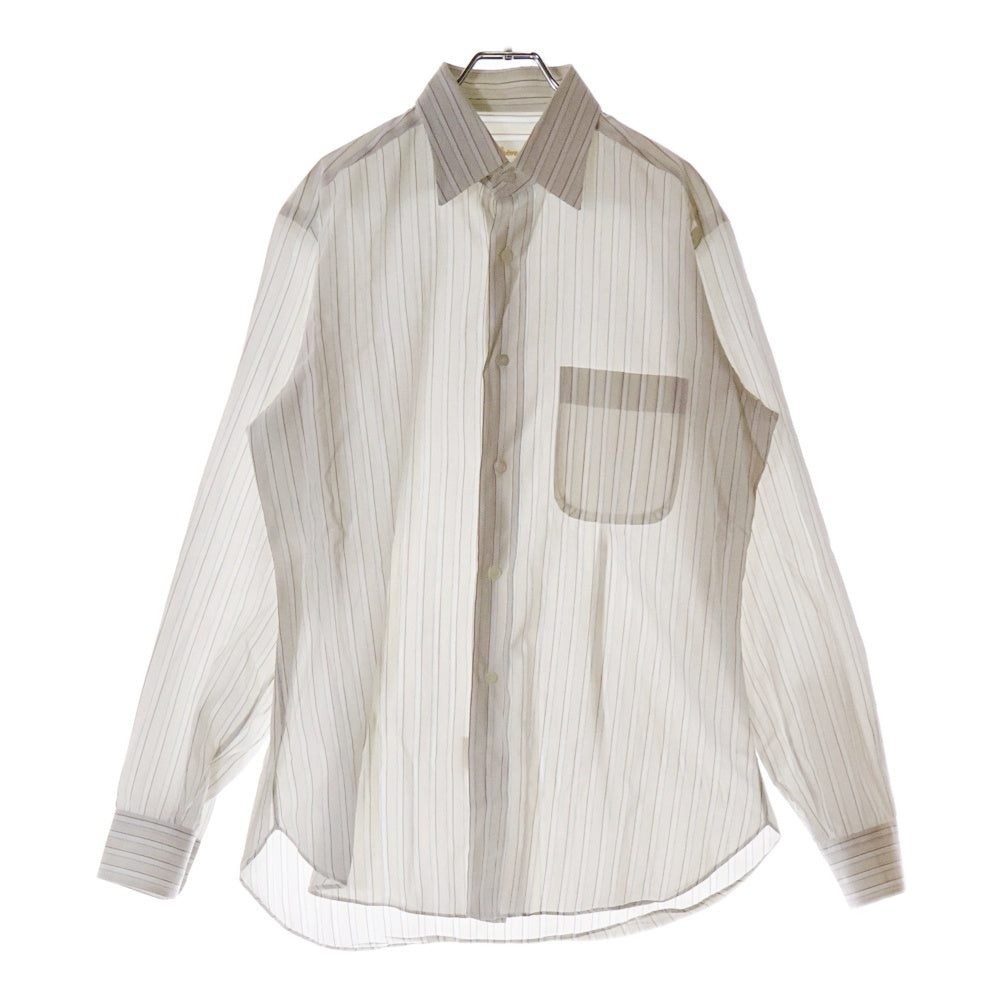 Brioni(ブリオーニ) イタリア製 ストライプ柄 レギュラーカラー コットン 長袖シャツ ベージュ/ホワイト