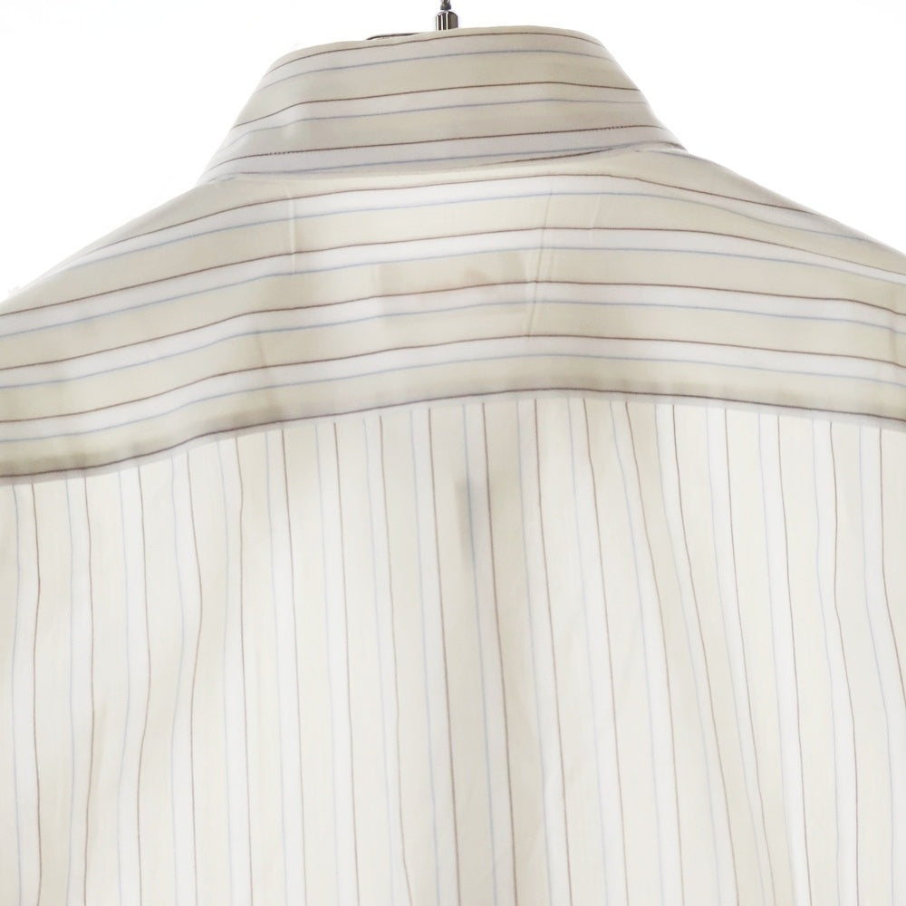 Brioni(ブリオーニ) イタリア製 ストライプ柄 レギュラーカラー コットン 長袖シャツ ベージュ/ホワイト