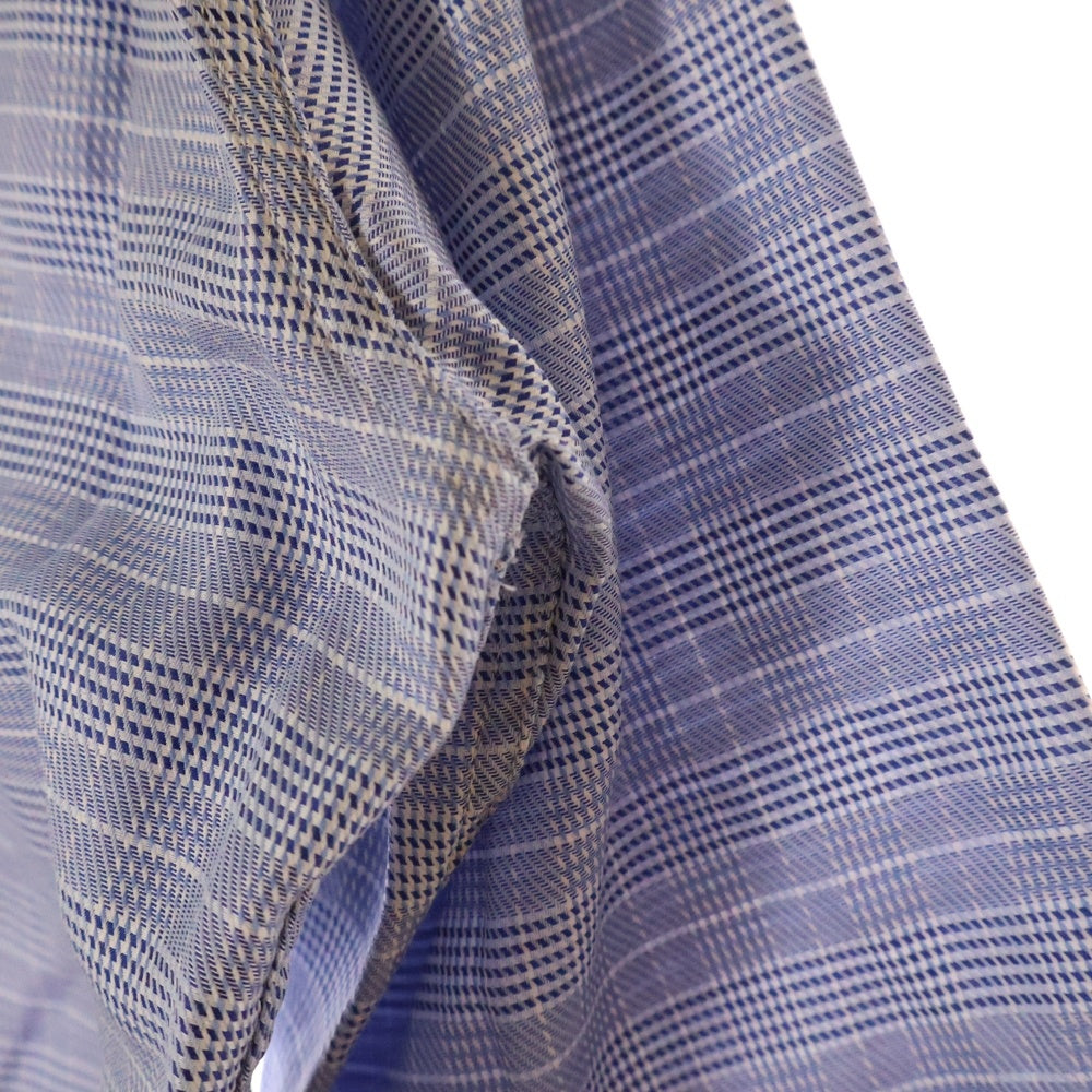 Brioni(ブリオーニ) イタリア製 チェック柄 ワイドカラー コットン 長袖シャツ ブルー
