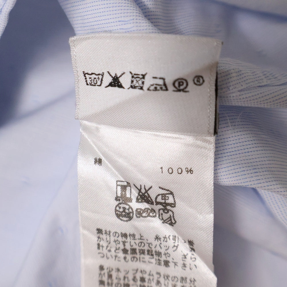 HERMES(エルメス) フランス製 H柄 レギュラーカラー コットン 長袖シャツ ブルー