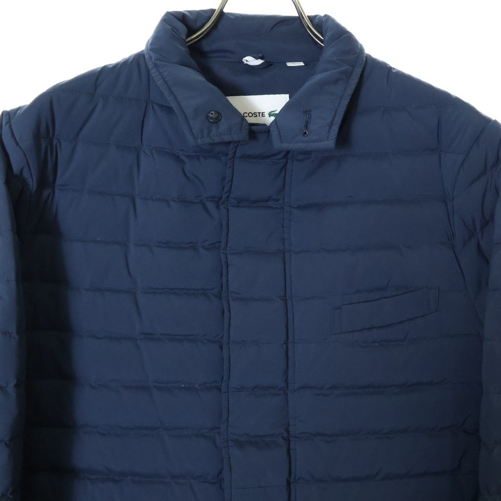 LACOSTE(ラコステ) ロゴワッペン 防水性キルト ロング ダウンジャケット ネイビー BH9634
