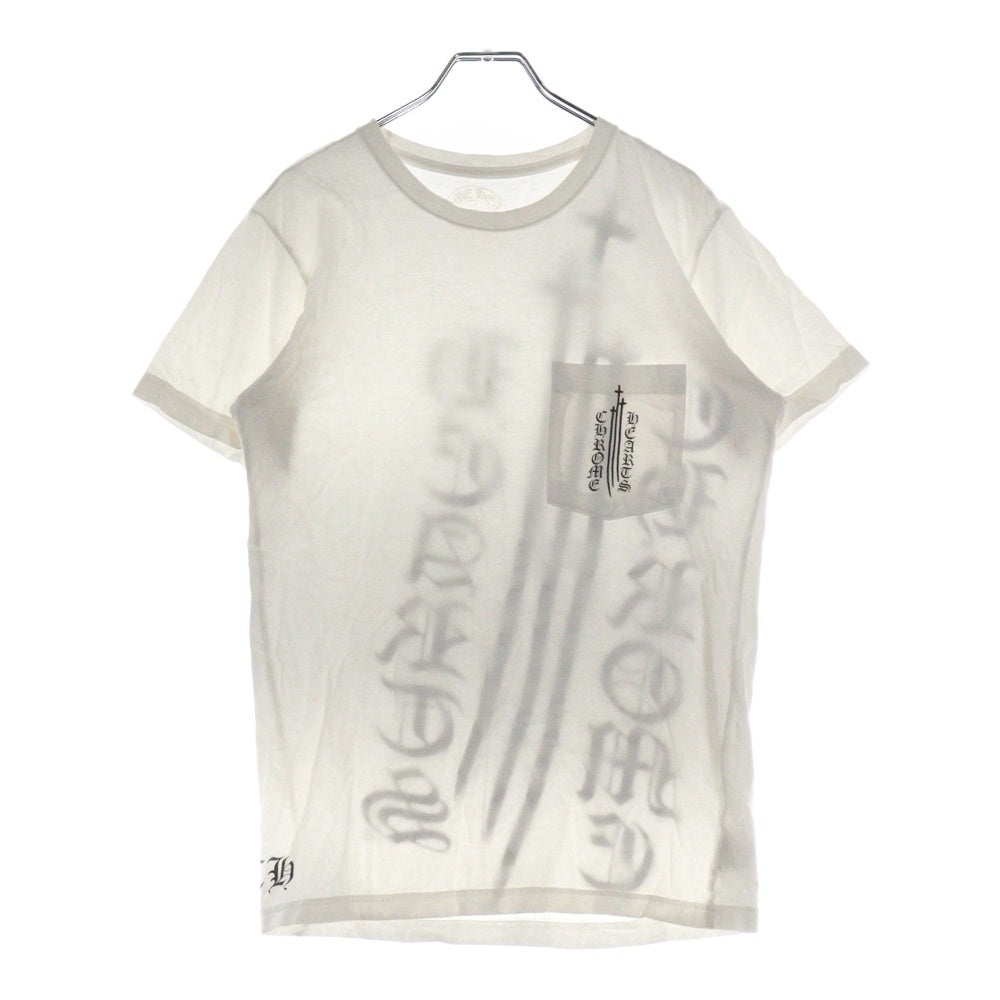 CHROME HEARTS(クロムハーツ) RS3 CROSS TEE アールエススリークロス 両面ロゴプリント 半袖ポケットTシャツ カットソー ホワイト