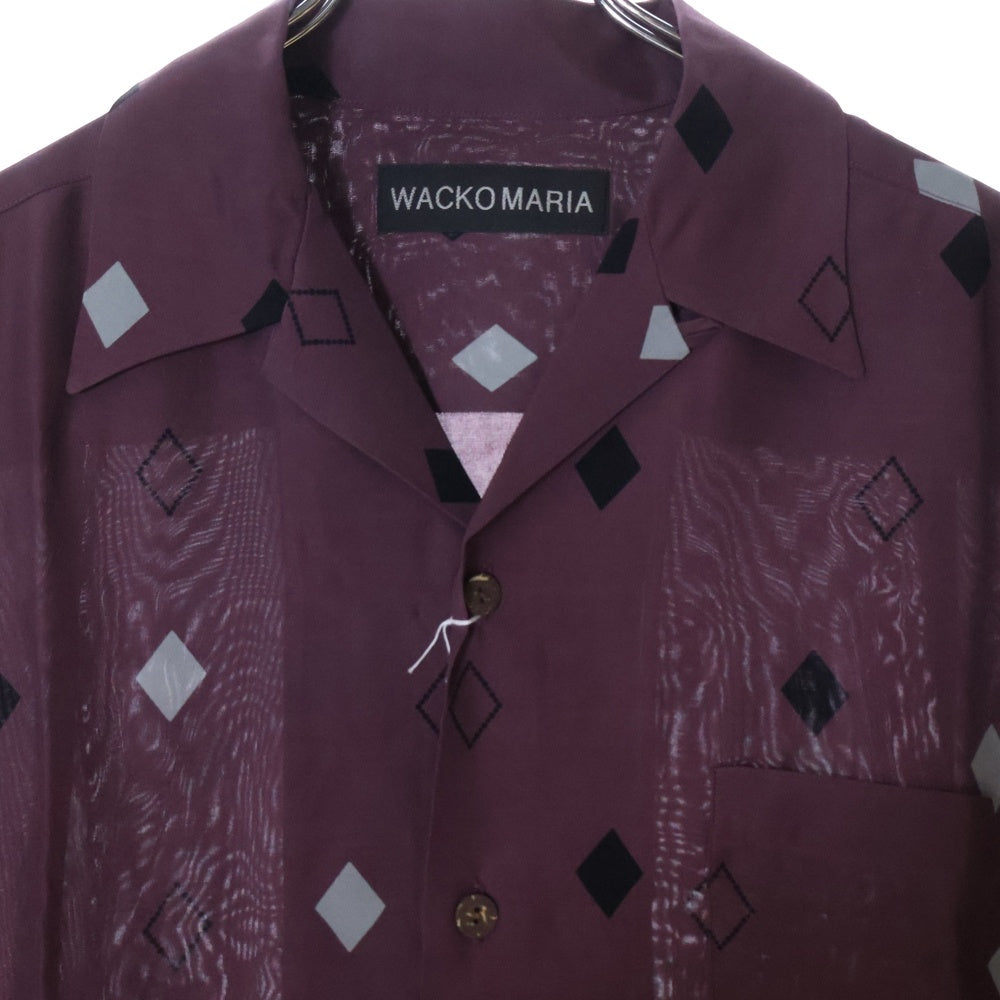 WACKO MARIA(ワコマリア) 25SS DIAMOND HAWAIIAN SHIRT ダイアモンド ハワイアン オープンカラー レーヨン 半袖シャツ パープル 25SS-WMS-HI03