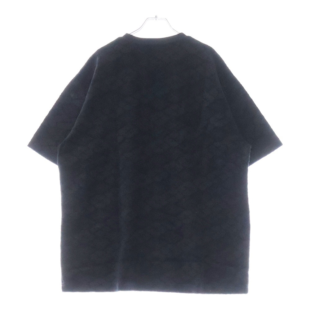 BUDSPOOL(バッズプール) ×GAKKIN ガッキン 花罰家紋 コットン ベロア クルーネック 半袖 Tシャツ カットソー ブラック