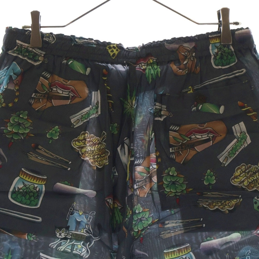 BUDSPOOL(バッズプール) ×UE THE PARLOUR FLIP&DRAW HAWAIIAN PANTS ユーイー ザ パーラー フリップアンドドロー 総柄 ハワイアン レーヨン ショーツ ハーフパンツ グレー
