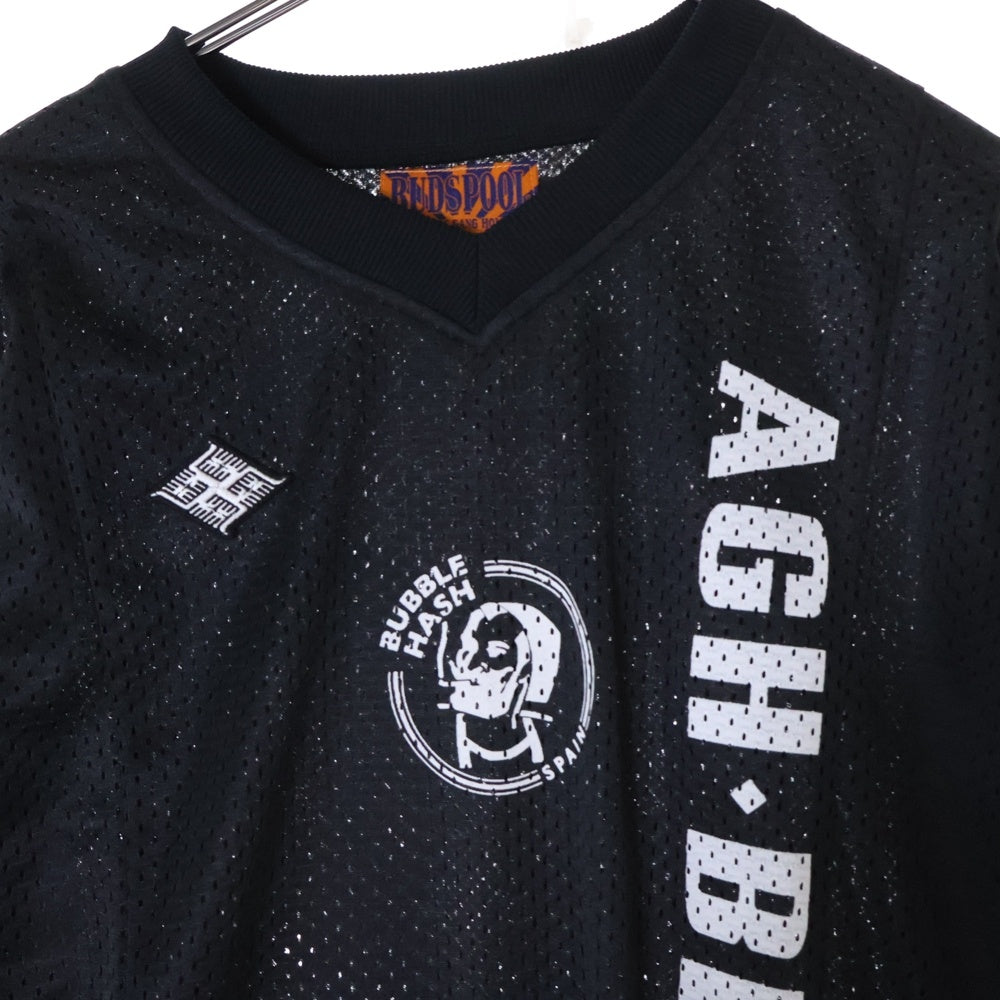 BUDSPOOL(バッズプール) MESH SOCCER JERSEY ロングスリーブ Vネック メッシュ サッカー ゲーム 長袖 Tシャツ カットソー ブラック