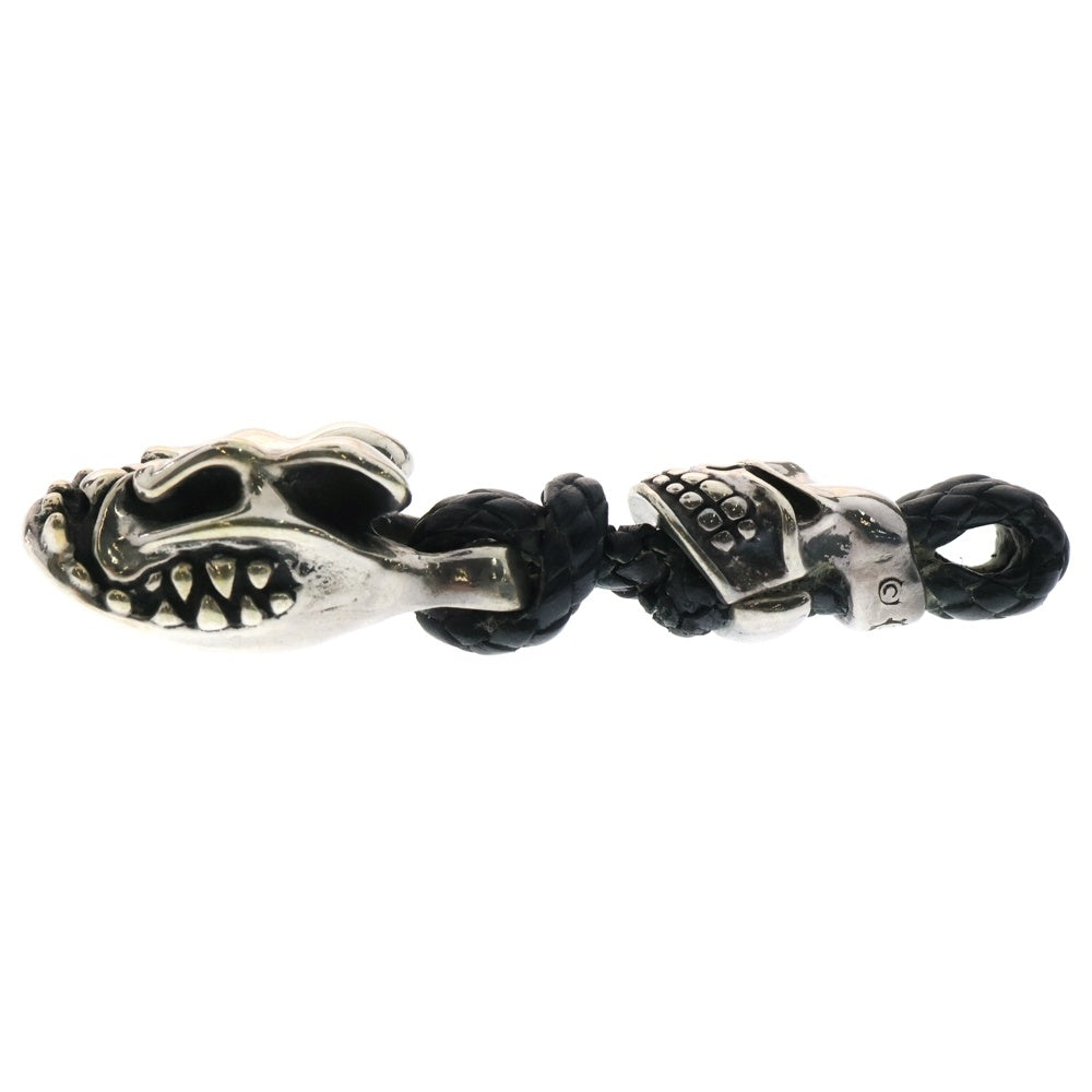 STARLINGEAR(スターリンギア) BULL DOG ブルドッグ パンチャースカル ダブル レザーストラップ ペンダントトップ シルバー/ブラック