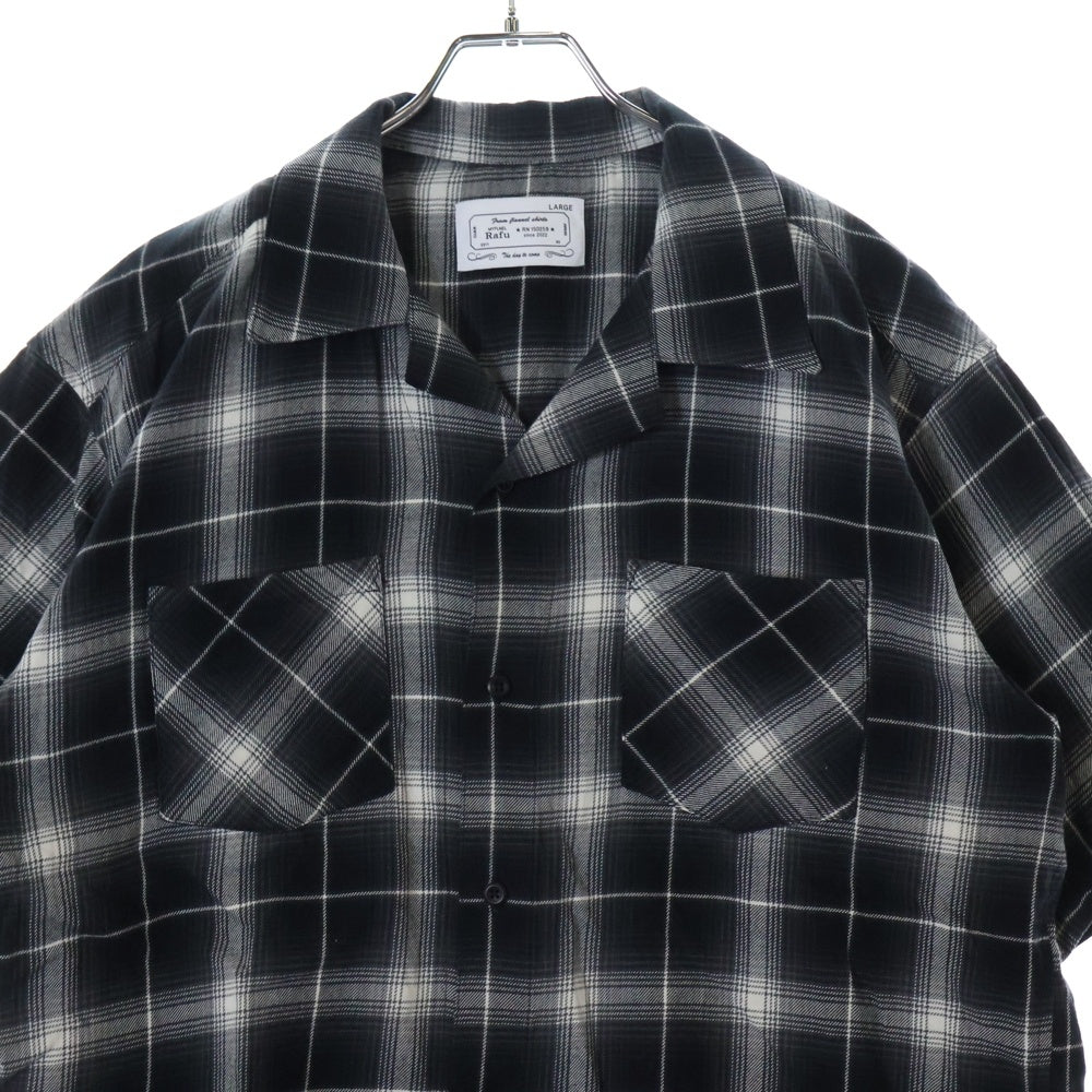 Rafu(ラフ) FLANNEL SHIRT チェック柄 コットン フランネル 半袖シャツ ブラック
