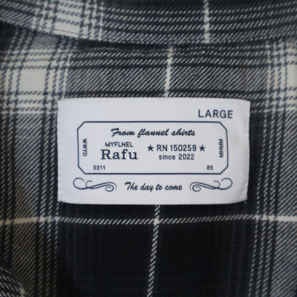 Rafu(ラフ) FLANNEL SHIRT チェック柄 コットン フランネル 半袖シャツ ブラック