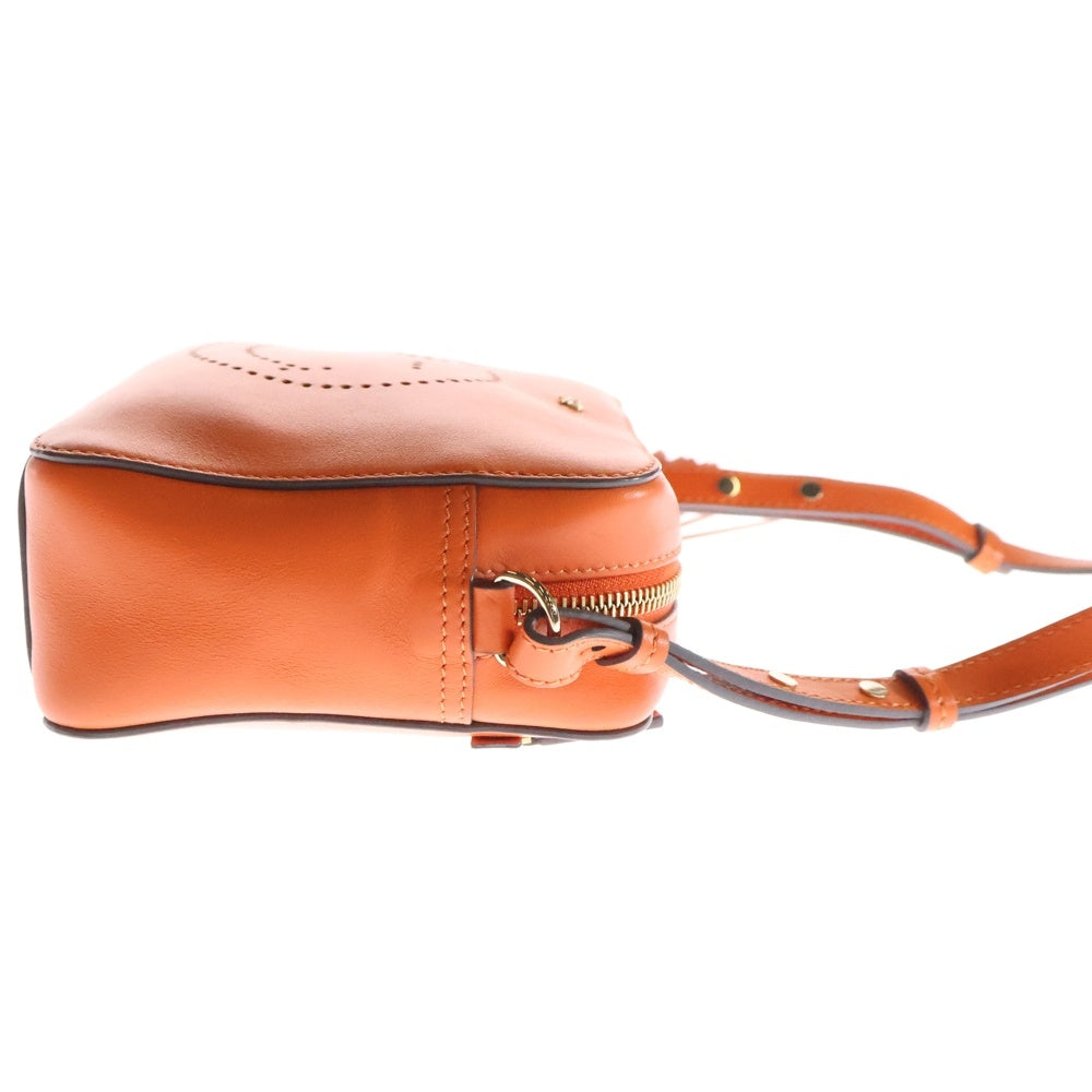 Anya Hindmarch(アニヤハインドマーチ) パンチング スマイリーデザイン ショルダーバッグ レザー オレンジ レディース