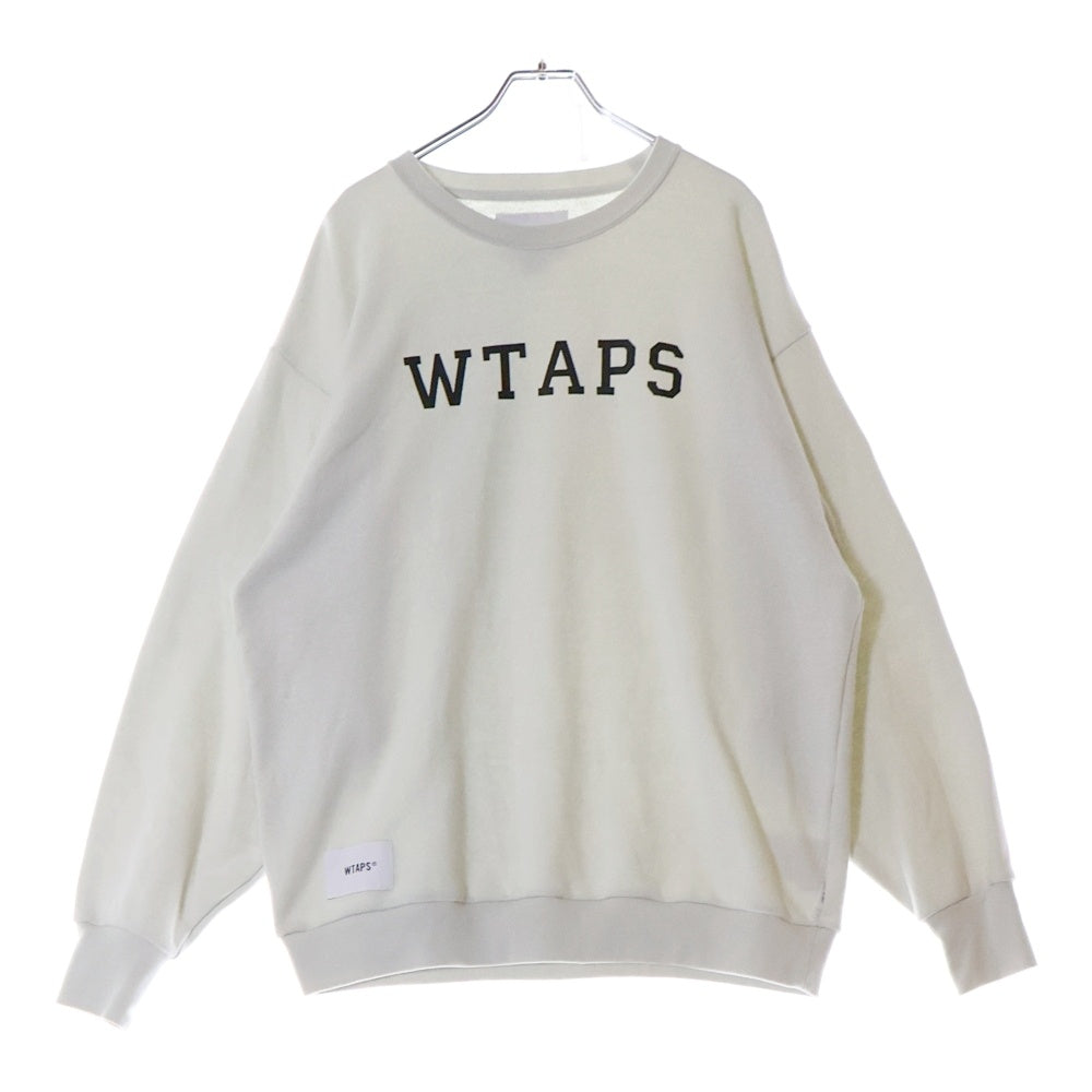 WTAPS(ダブルタップス) 22SS ACADEMY SWEATER アカデミーロゴプリント クルーネックスウェットトレーナー ベージュ 221ATDT-CSM18