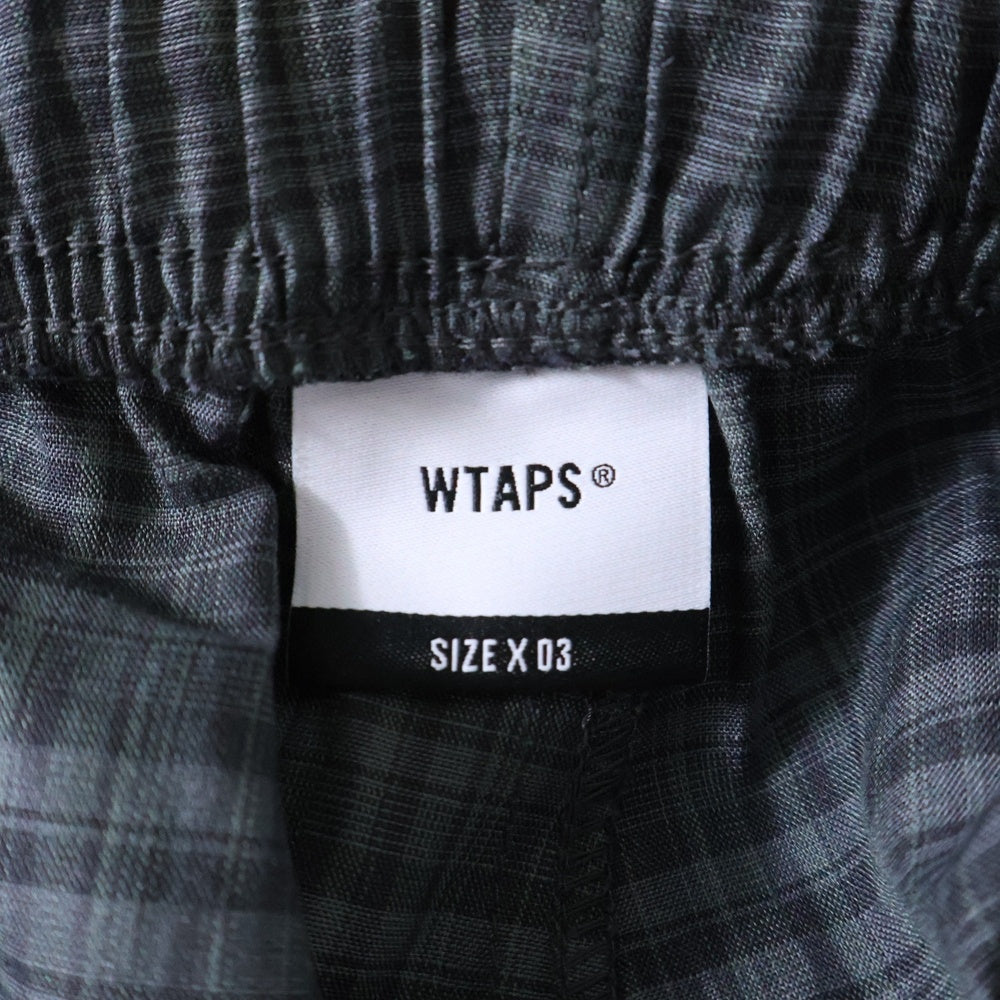 WTAPS(ダブルタップス) 24SS TROUSERS LNRY POPLIN チェック柄 ポプリン トラウザー イージーパンツ グレー 241CWDT-PTM05