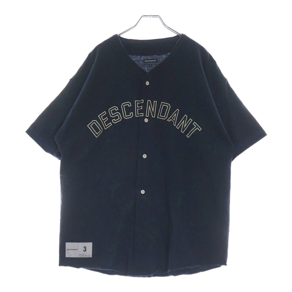 DESCENDANT(ディセンダント) BEARS SS ベアーズ ロゴプリント コットン 半袖ベースボールシャツ ネイビー