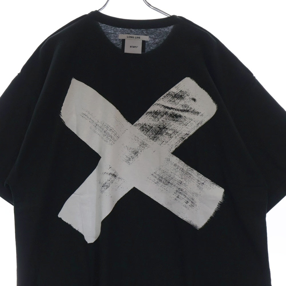 WTAPS(ダブルタップス) 22SS CROSS SS COTTON バッククロスプリント コットン クルーネック半袖Tシャツ カットソー チャコール 221ATDT-CSM15