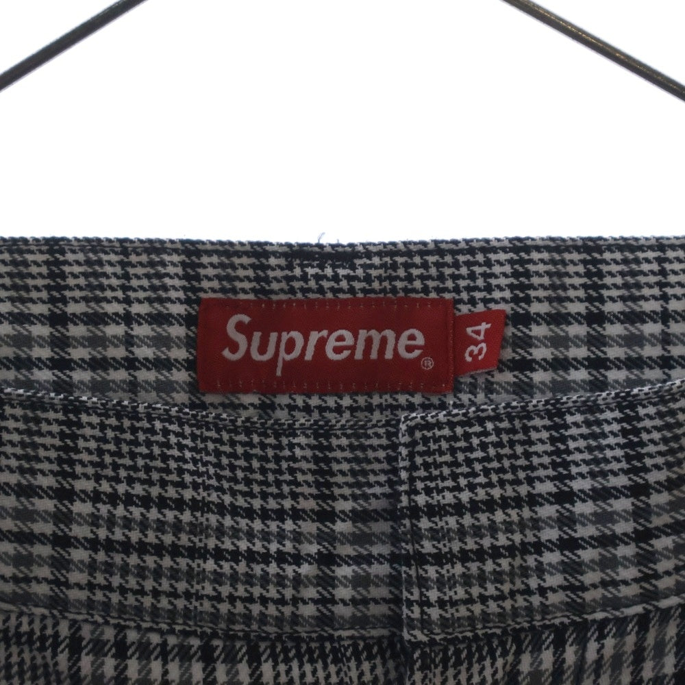 SUPREME(シュプリーム) 18SS Work Pant Grey Plaid グレンチェック柄 コットンツイルワークパンツ ホワイト/ブラック