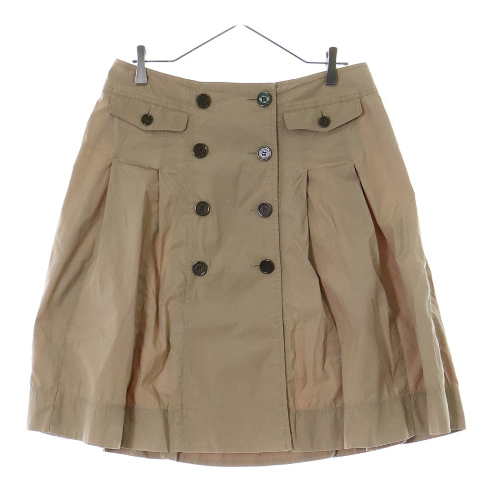 BURBERRY LONDON(バーバリーロンドン) フロントボタン コットンポリ タックプリーツスカート ブラウン レディース B2S27-172-42