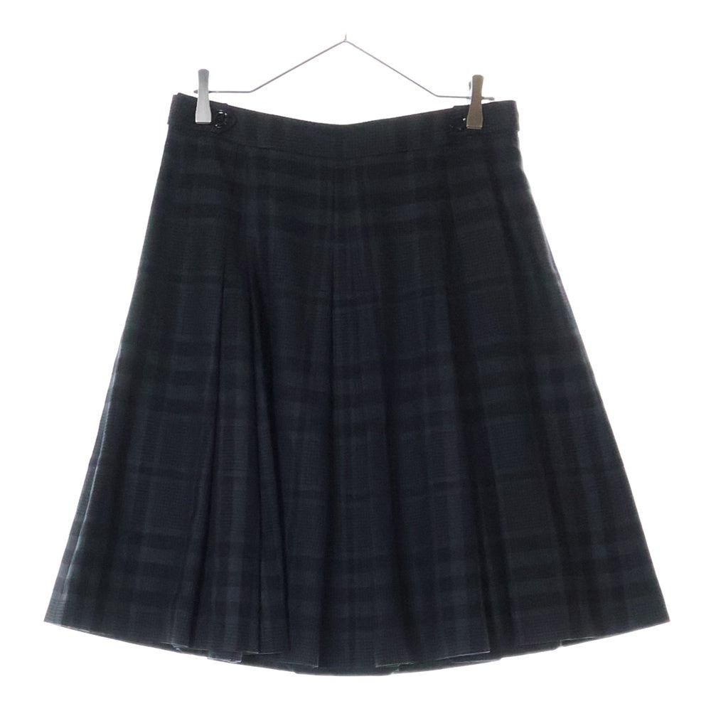 BURBERRY LONDON(バーバリーロンドン) チェック柄 シルク混 ウール プリーツスカート ブラック/グレー レディース B2S13-431-09