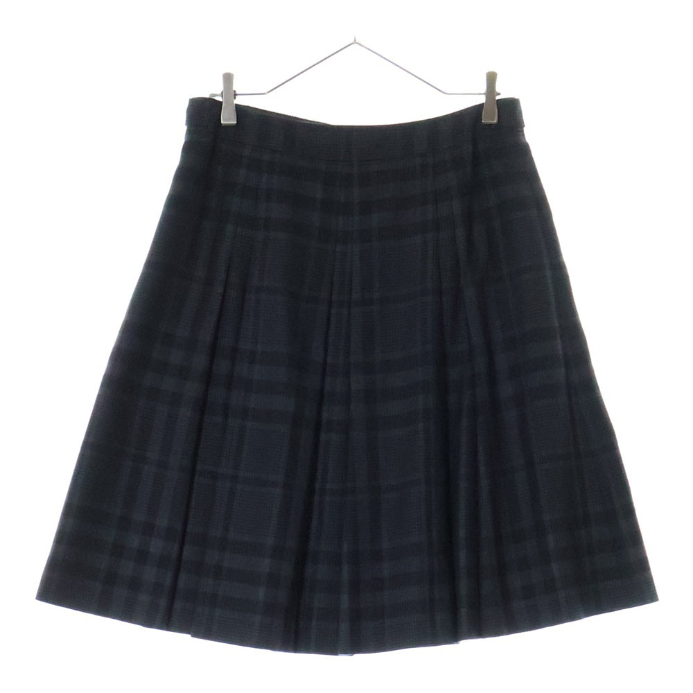 BURBERRY LONDON(バーバリーロンドン) チェック柄 シルク混 ウール プリーツスカート ブラック/グレー レディース B2S13-431-09