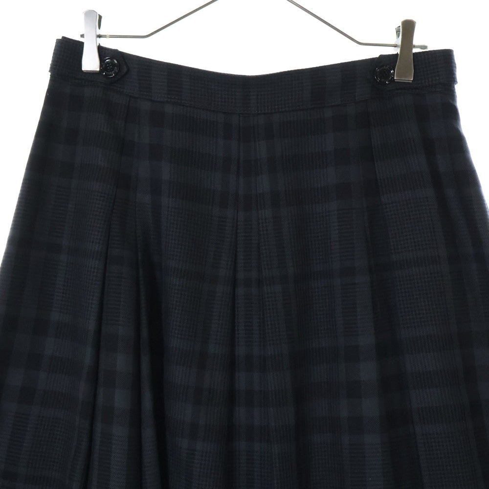 BURBERRY LONDON(バーバリーロンドン) チェック柄 シルク混 ウール プリーツスカート ブラック/グレー レディース B2S13-431-09