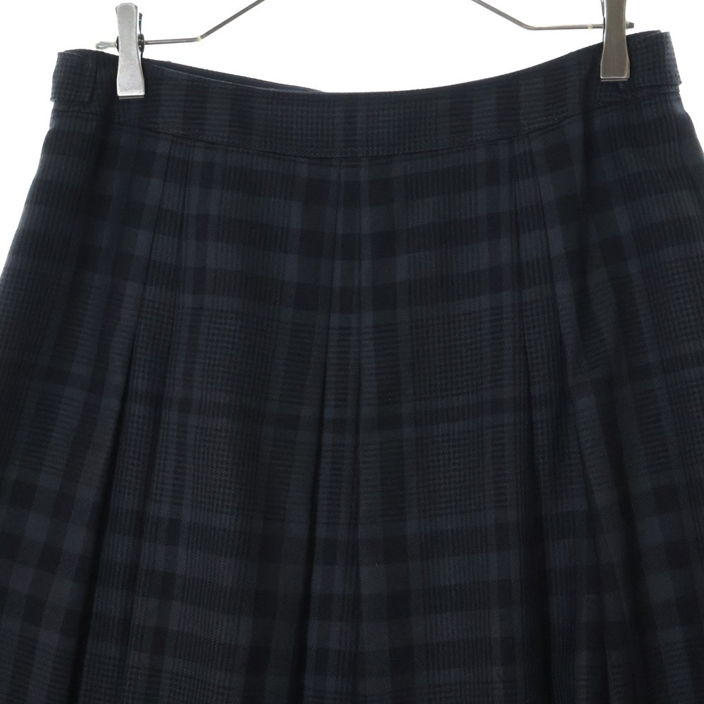 BURBERRY LONDON(バーバリーロンドン) チェック柄 シルク混 ウール プリーツスカート ブラック/グレー レディース B2S13-431-09