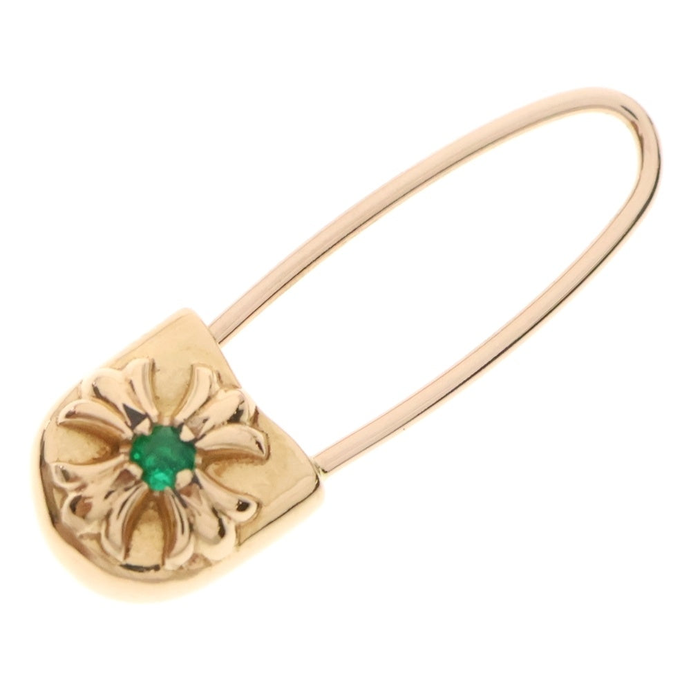CHROME HEARTS(クロムハーツ) 22K SAFETY PIN CH PLS EMRLD R セーフティーピン 1エメラルド ピアス ゴールド