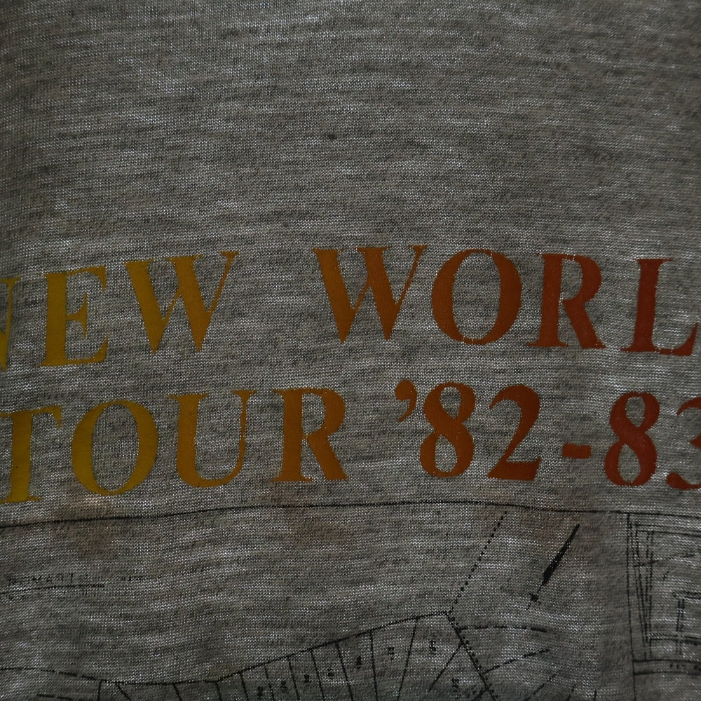 VINTAGE(ヴィンテージ) 80s RUSH SIGNALS NEW WORLD TOUR 82-83 ラッシュ ラグランスリーブプリント半袖Tシャツ グレー