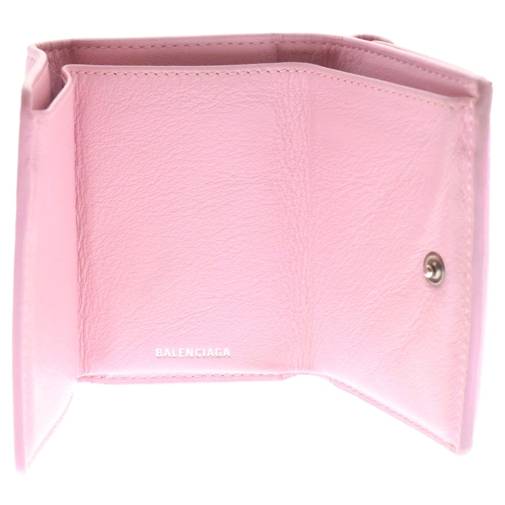 BALENCIAGA(バレンシアガ) ペーパーミニ コンパクトウォレット 三つ折り 財布 レザー ピンク レディース 391446