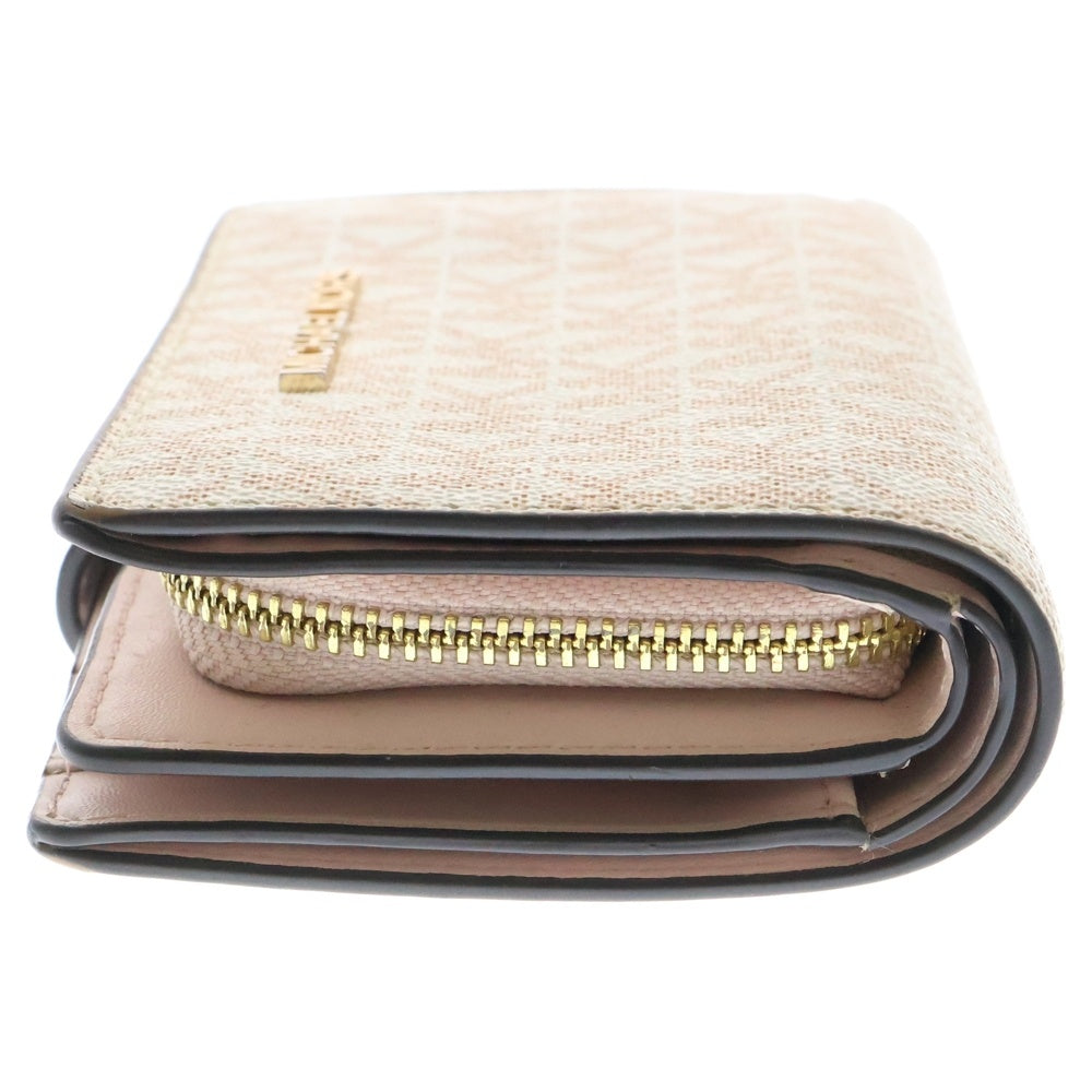 MICHAEL KORS(マイケルコース) ジェットセット トラベル ビルフォールド ジップ コンパクトウォレット 2つ折り財布 ピンク/ホワイト レディース 35F2GTVF6V