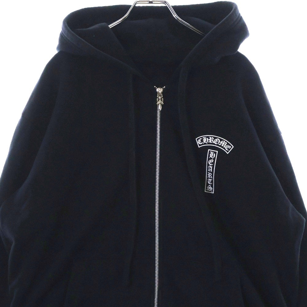 CHROME HEARTS(クロムハーツ) DAGGER ZIP HOODIE アーチロゴプリント ダガー ジップアップフーディー パーカー スウェット ブラック