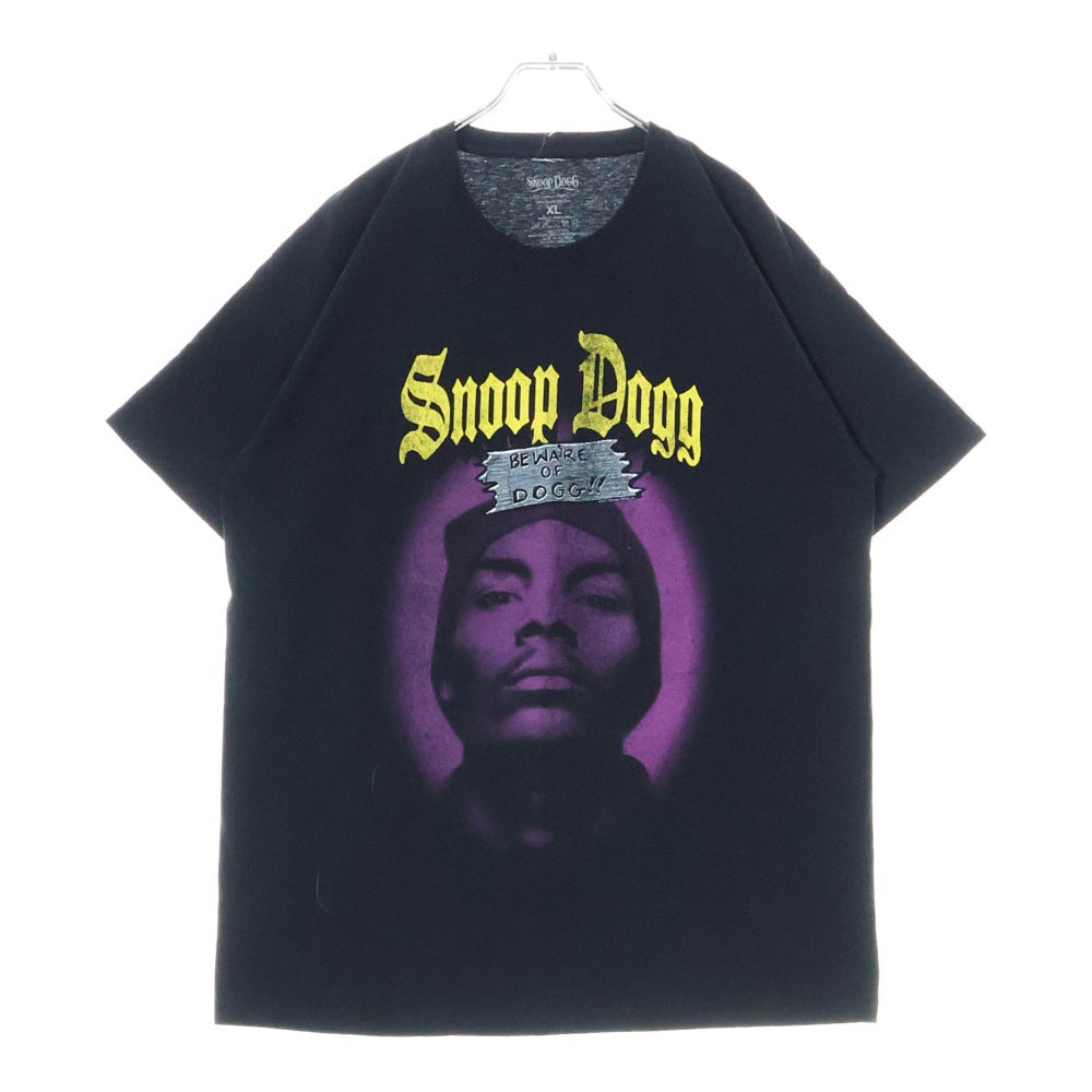 NO BRAND(ノーブランド) SNOOP DOGG BE WARE OF DOGG スヌープドッグ フェイスプリント 半袖Tシャツ カットソー ブラック